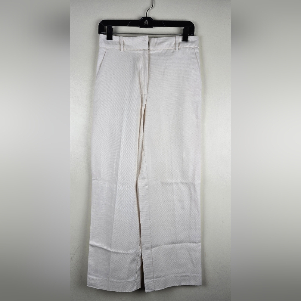 Zara Woman High Waist Trousers Cream Pants Wide Leg Size XS